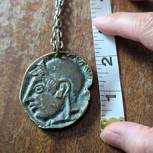 Greek Coin Pendant  Necklace - Picture 4 of 5
